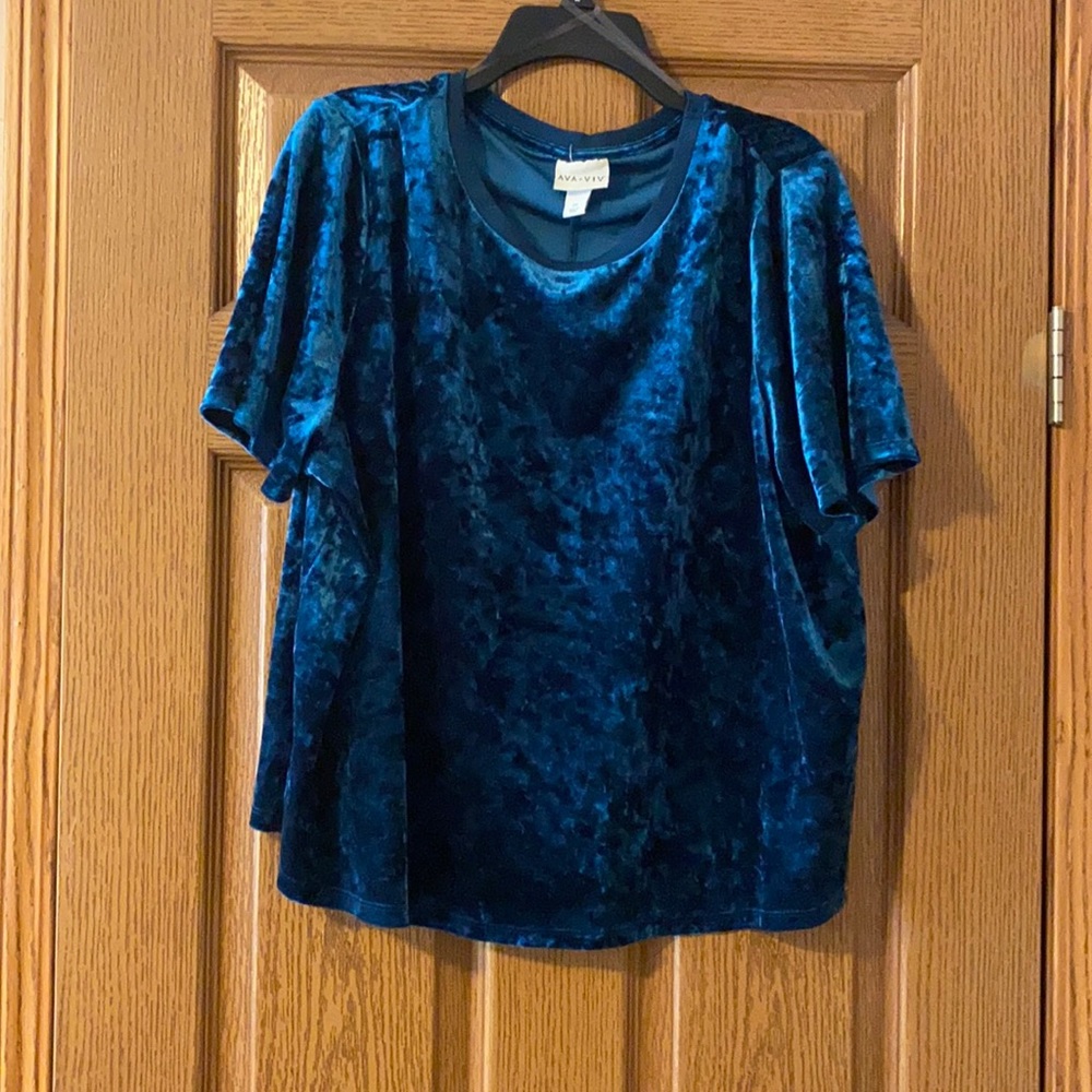 Ava Viv Blue velvet t shirt